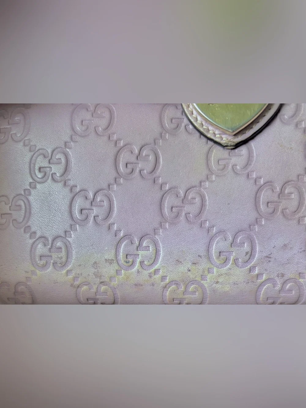 Gucci Guccissima Heart Logo Lavender Leather Long Wallet Authentic Vintage - Picture 6 of 9